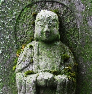 Jizo stone closeup Auburn Pioneer Cemetery